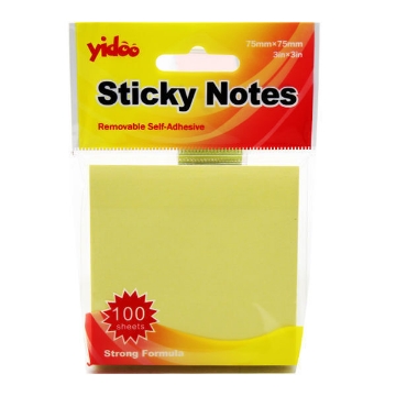 Picture of Yellow Sticky Notes 75×75 mm 100 Sheets 75 gm A03 - Yidoo