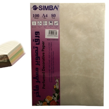 Picture of Photocopy Paper Pack, Peacock Feather Watermark Multicolor Scented 80 gsm 100 Sheets A4 - Simba