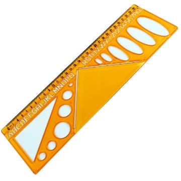 Picture of Circles, Triangles and Letters template ruler, Honey Color, 30 cm - Ark