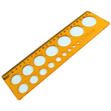 Picture of Circles template ruler, Honey Color, 24 cm - Ark