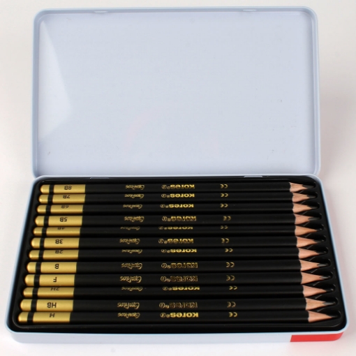 Picture of Pencil set 12 pieces + metal box Kores Model 92162