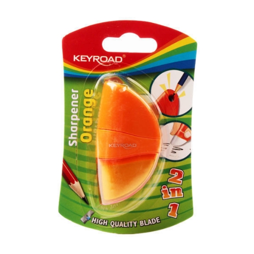 Picture of Sharpener Orange Plastic Metal blade 1 hole + Sticker / Keyroad Model KR971136