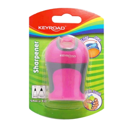 Imagen de Sacapuntas de Plástico de Doble Agujero con Cuchilla de Metal y Depósito, 1 Unidad en Blíster Keyroad Modelo KR971583