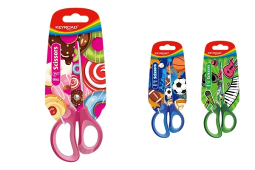 Image de Ciseaux Enfant Métalliques Colorés 15 cm 151 × 66 × 11 mm, 1 Pièce sur Carte – Keyroad Modèle KR971675