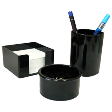 Picture of 3 Piece Office Essentials Set (Stationary + Pen Cup + Clip Box) Black - Ark 1300