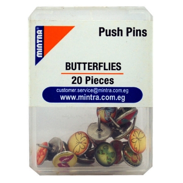 Picture of Colored Push Pins or Board Pins in the shape of butterflies - Mintra 