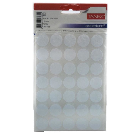 Picture of Adhesive Office Labels, White Round 19mm, 10 Sheets A5 x 35 Labels - Tanix OFC-131