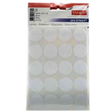 Picture of Round Adhesive Office Stickers, White Color, 25mm, 20*10 - Tanex OFC-132