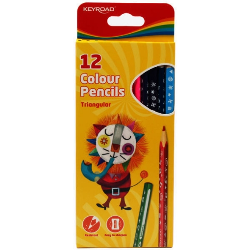 Picture of Wooden colors pencils, 12 colors, medical triangle keyroad, Model KR971273