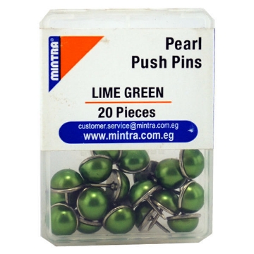 Picture of Pearl Shape Lime Green Push Pins 20 Pieces - Mintra 9566