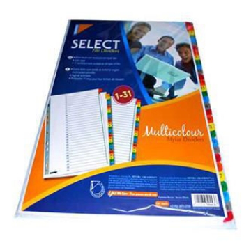 Picture of Multicolor Mylar Dividers 30 Dividers A4 - Mintra