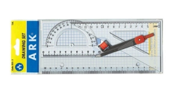 Picture of Geometric set, 4 Pieces (Triangle + Ruler 20cm + Protractor + Geometric Compass) - Ark 0233