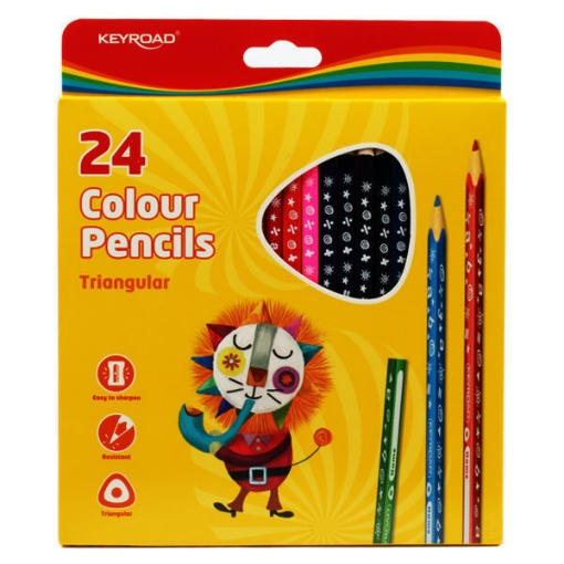 Image de Set de Crayons de Couleur en Bois Médical à Pointe Triangulaire 24 Couleurs - Keyroad Modèle KR971277