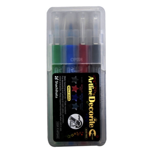 Picture of Decorite marker set, water based 4 pieces Primary & Metallic Colors – Art Line EDF2\4P SH3