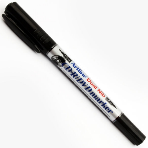 Picture of CD Marker Pen, 2 Tip (1mm, 0.4mm) Black - Art Line EK841T   