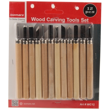 Picture of Wood Carving Tools Set 12 Pieces Beige - Isomars WC12