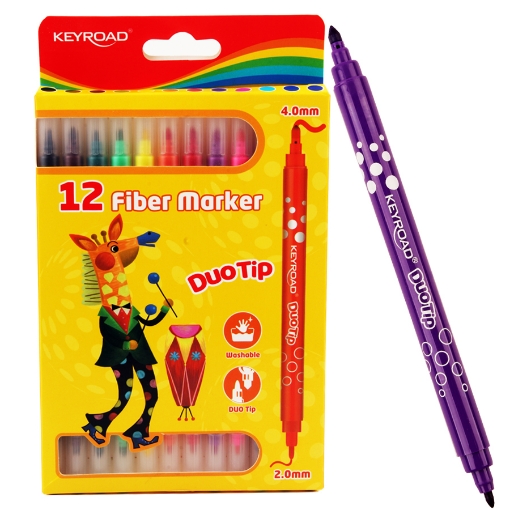 Picture of Marker colors 12 colors, 2 tips thin and wide, Keyroad, Model KR971414