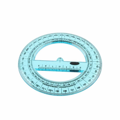 Picture of 360-degree plastic protractor, Round shape, 120 grams, Size2.4*10.4*17.5cm, In blue color – Prima F1-021