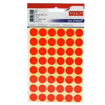 Picture of Round Adhesive Office labels, Orange Color, 16mm, 5*48 - Tanex OFC-130