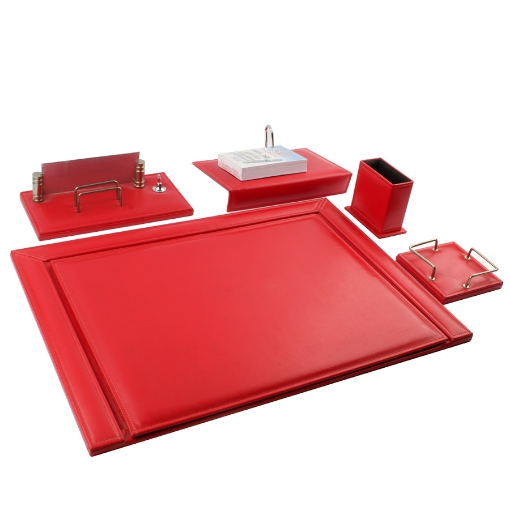 Picture of Modern Office Set, Luxury Leather, Red, 8 Pieces - 276