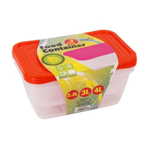 Picture of Set of 3 Rectangular Food Containers 4 Liters - Mintra