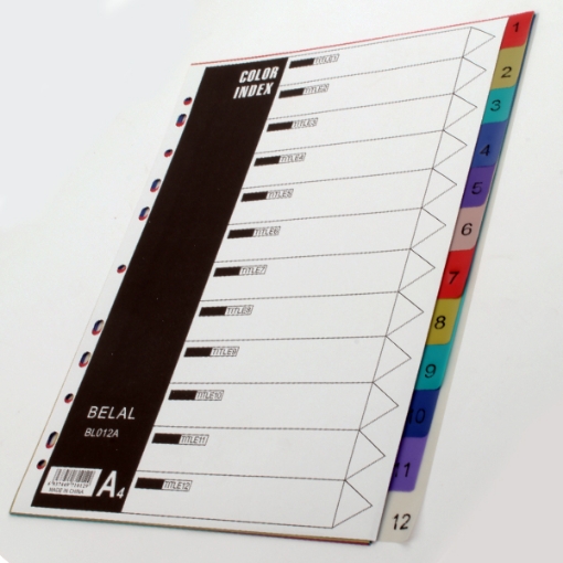 Picture of Plastic Index Dividers with Colors and Numbers 1: 12 A4 – HI TEKNO