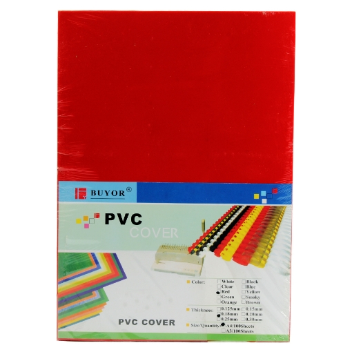 Picture of Binding cover High quality 180 micron 100 pieces red A4 Buyor