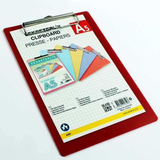 Picture of Clipboard with Paper Clip, Multicolor Plastic A5 - Ark 749