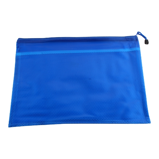 Imagen de Carpeta de plástico con cremallera y divisor de malla azul B4 - Simba