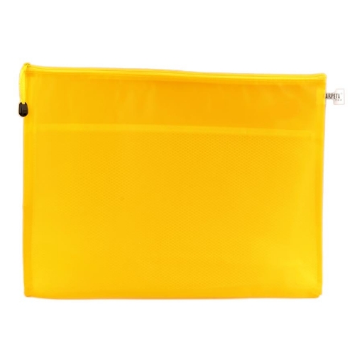 Image de Dossier à fermeture éclair en plastique avec séparateur en mesh Jaune A3 - Simba