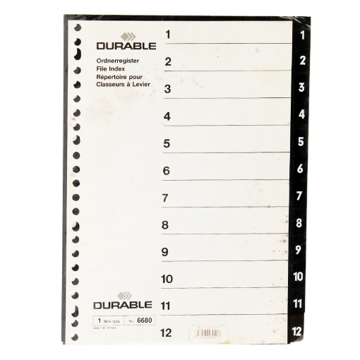 Picture of Plastic Index Dividers with Tabes Black and Numbers 1: 12– Elpa