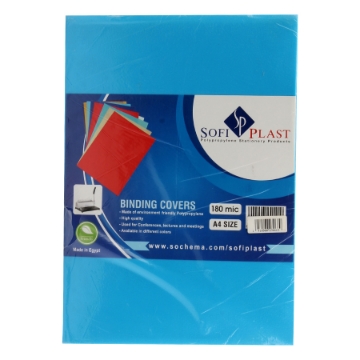 Picture of A4 Blue Binding Cover Sheets 100 Pcs 180 Micron - Soft Plast