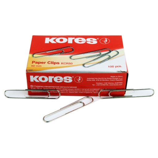 Picture of PAPER CLIPS 50 mm 100 Pcs Kores Model KCR50