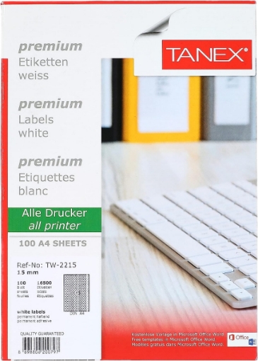 Picture of Computer labels, White 50 sheet 2 Rectangles, 117 mm A4 – Tanex TW3117