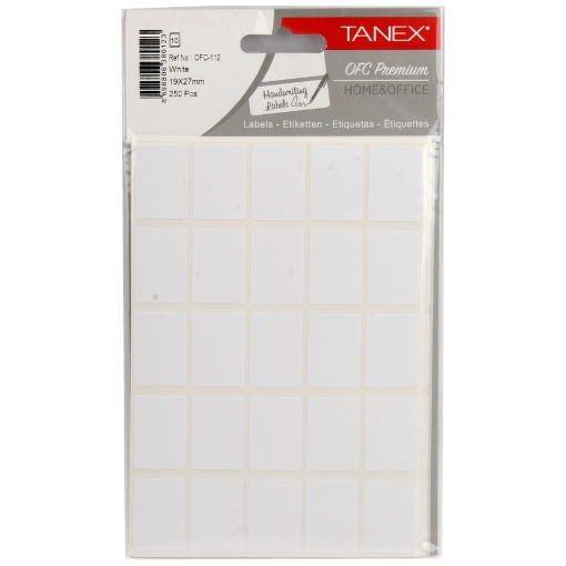 Picture of Handwriting Labels, white 10 Sheets 27 x 19 mm 5A Quantity 25 - Tanex OFC-112