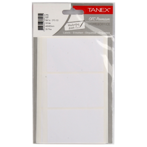 Picture of Office Sticker White 10 Sheets 3 Pieces 80×48 mm A5 - Tanex OFC-123