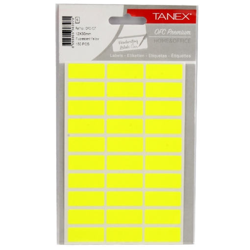 Picture of Handwriting label, Yellow Rectangular 5 Sheets A5, 30 Rectangles 17 x 12 mm- Tanix OFC-107