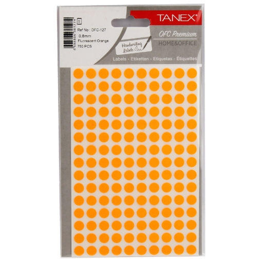 Picture of Round Adhesive Office labels, Orange Color, 0.8mm 150*5 - Tanex OFC-127