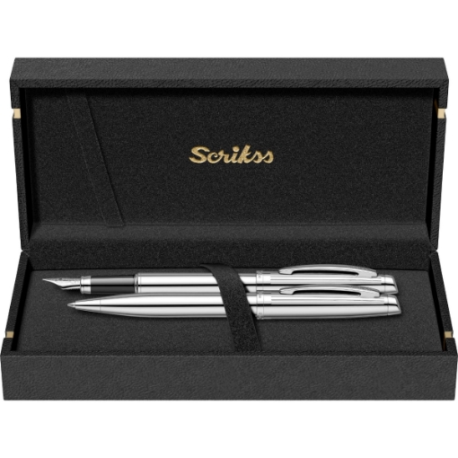 Picture of Oscar 39 Set 2 Pens + Ink + 3 Cartridges Silver - SCRIKSS 66857