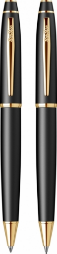 Picture of SCRIKSS MATT FOUNTAIN PEN + BALL PEN + 3 CARTRIDGES SET 35 BLACK X GOLD IN PREMIUM BOX MODEL 85988