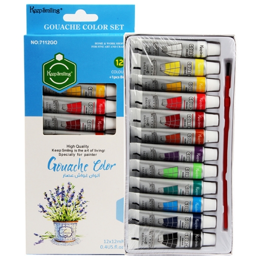 Imagen de Pintura Gouache Keep Smiling, Tubos de 12ml, 12 Colores - Modelo 7112GO