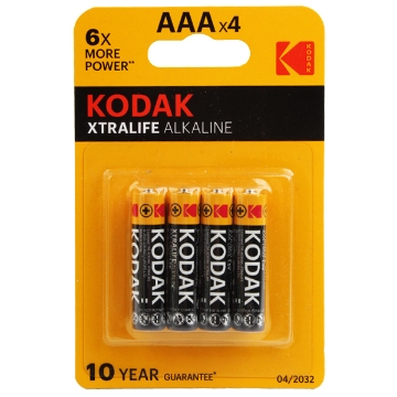 Picture of 4 Extra Life Alkaline Batteries AAA - Kodak 