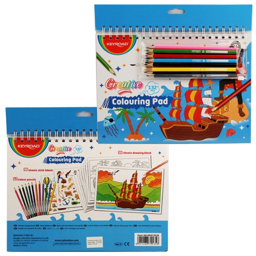 Imagen de Set de Dibujo y Colores Keyroad (Cuaderno para Colorear + Set de 12 Colores + Pegatinas) Modelo KR972520