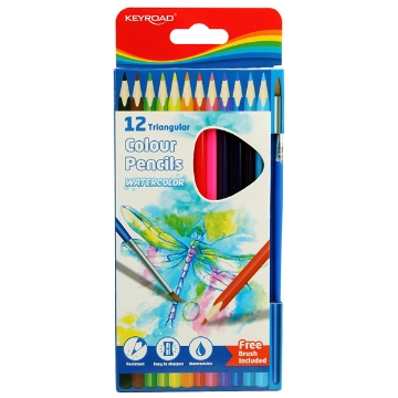 Picture of Wooden Pencils 12 watercolors + brush Keyroad Model KR971872