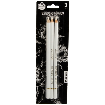 Picture of Keep Smiling TB-1010 Medium White Charcoal Pencils Pack Of 3 Pieces - White