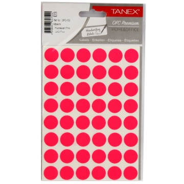 Picture of Pink Round Office Labels 5 Sheets A5, 48 Labels/Sheet 16 mm – Tanex OFC-130