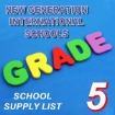 Picture of School Supplies List – New Generation International School Grade - 5