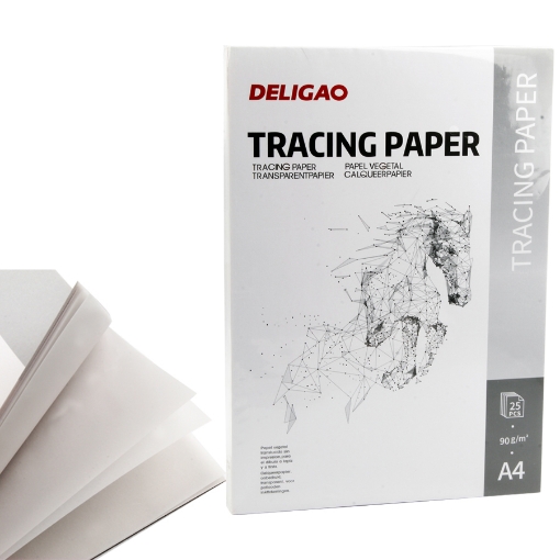 Imagen de Bloc de Bocetos Papel de Calco Deligao 25 Hojas, 90g A4 – Modelo 90G