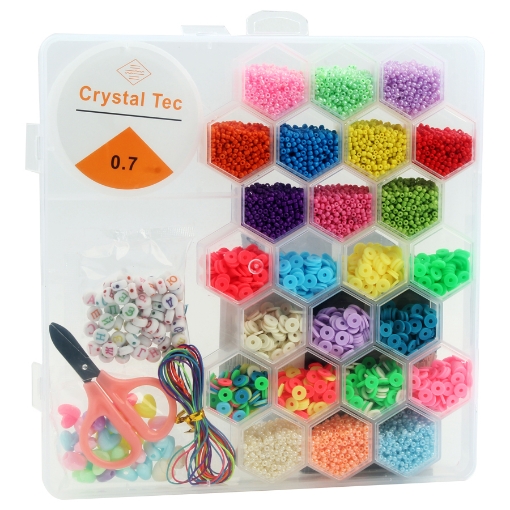 Imagen de Set de Cuentas Pony 1200 Piezas Colores Mate + Tijeras + Hilo Elástico + Cierres de Langosta – Simba Modelo 6001
