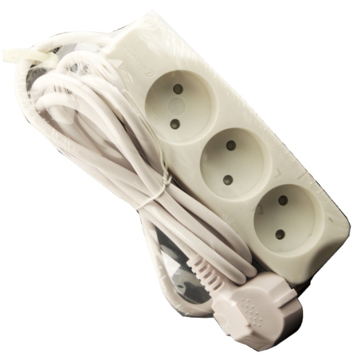 Picture of Power Strip 3 Outlet,16 A, 250V, 2 Meter White - PluGuard